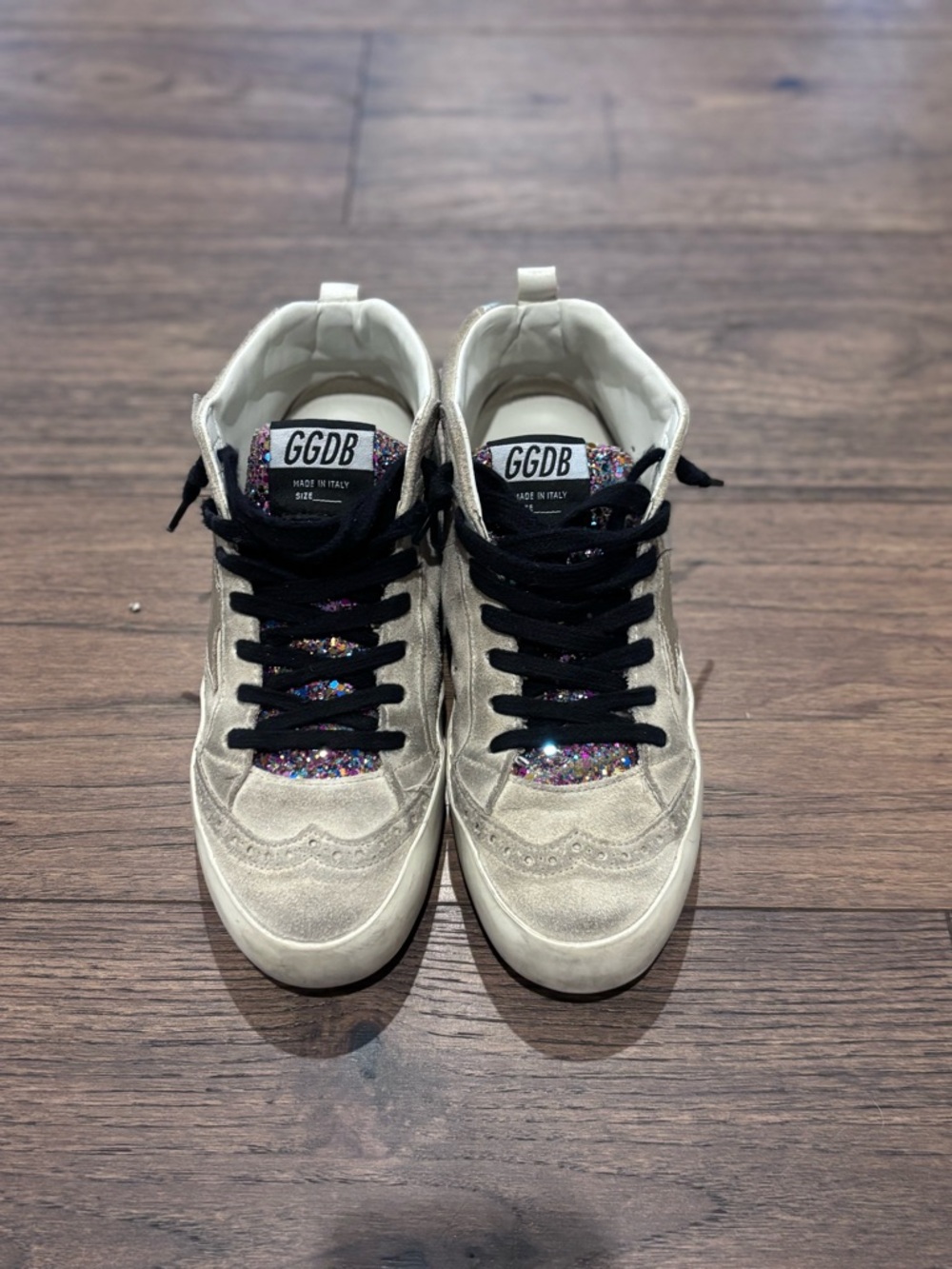 Golden Goose GGDB Glitter mid- star Sneakers in Beige with Multicolor Glitter